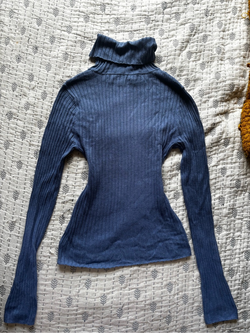 Blue Ribbed Turtleneck Sweater - Picture 4 of 5